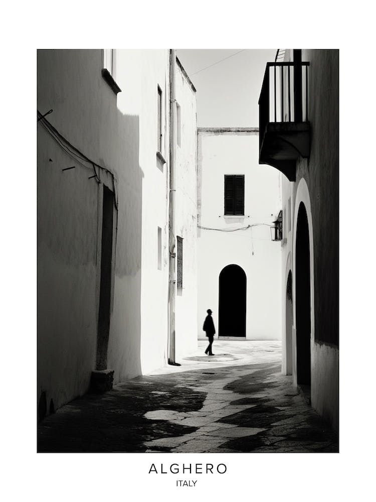 Poster Of Alghero, Italy, Black And White Analogue Photography 4