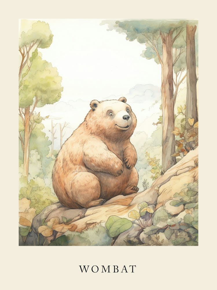 Beatrix Potter Inspired  Animal Watercolour Wombat 3