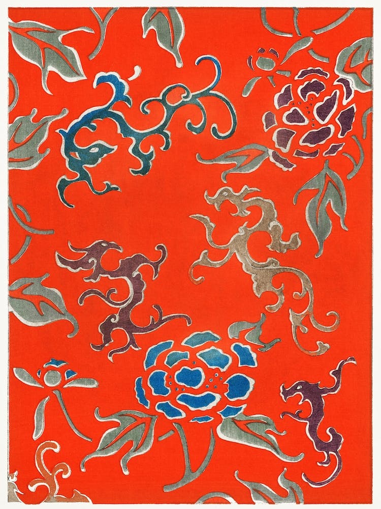 Floral Illustration From Bijutsu Sekai, Watanabe Seitei