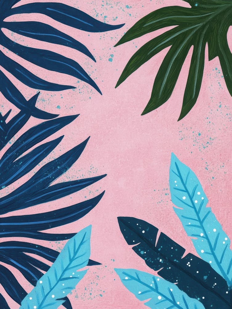 Tropical Leaves On Pink Background 1