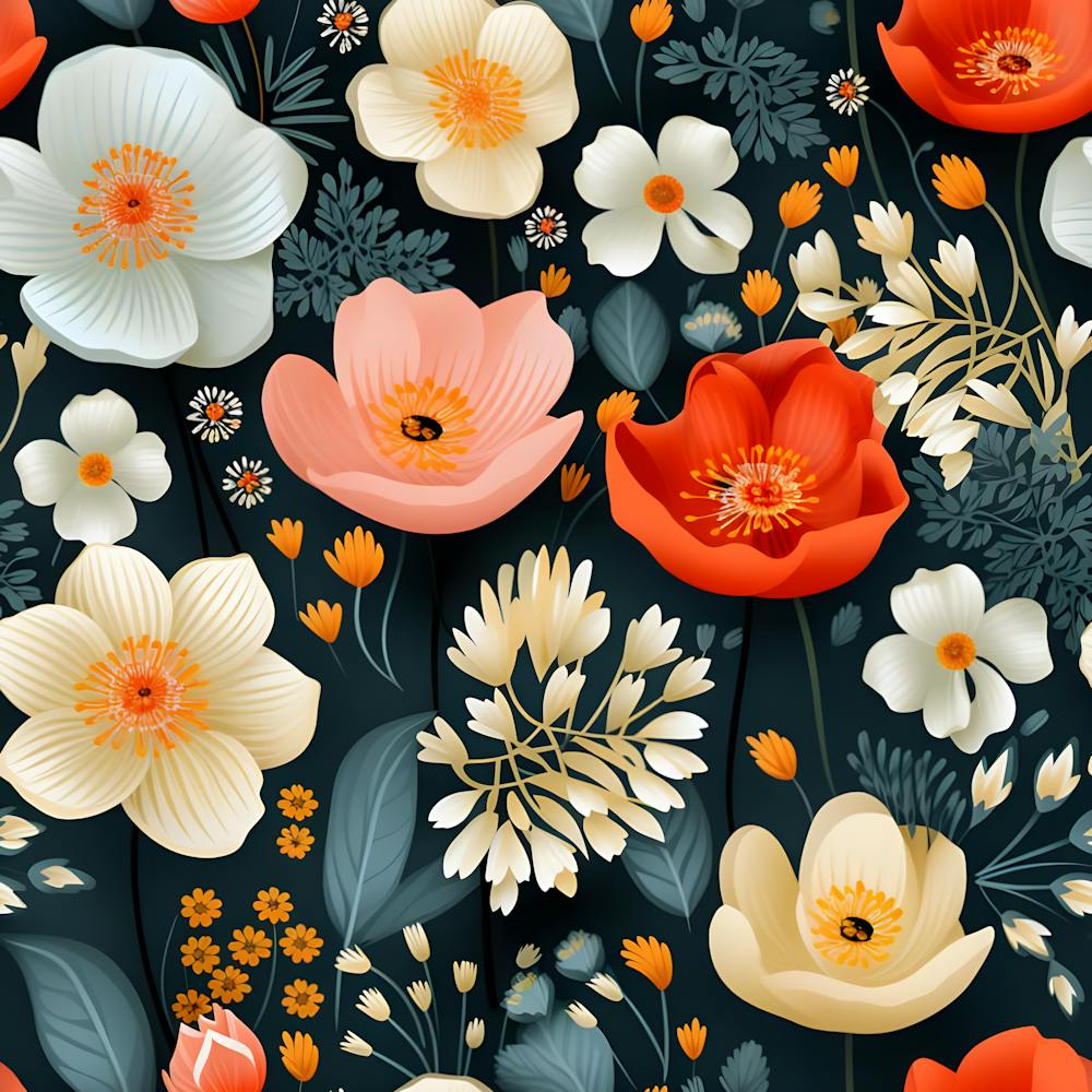 Vibrant Floral Pattern – Modern Botanical Wall Art For Elegant Home Decor