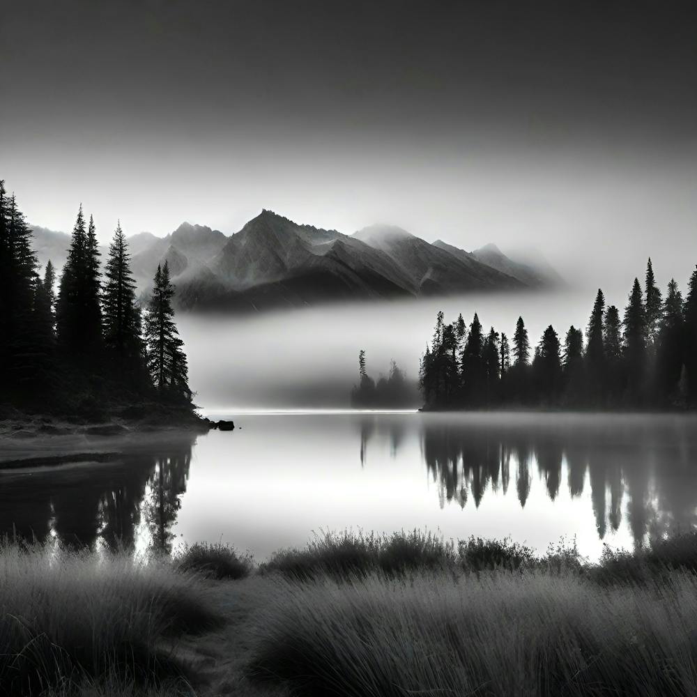 Black And White Mountain Landscape 8