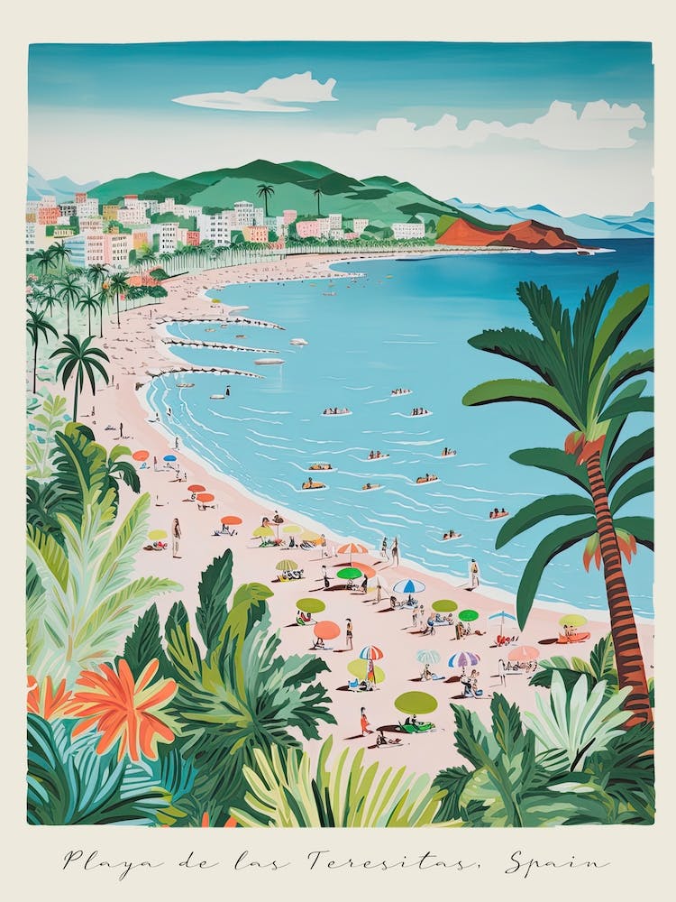 Poster Of Playa De Las Teresitas, Tenerife, Spain, Matisse And Rousseau Style 2