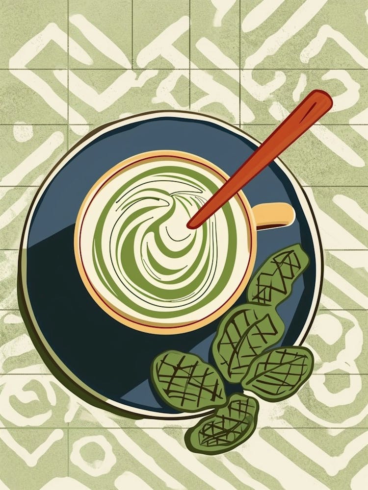 Abstract Matcha Latte Tiled Kitchen