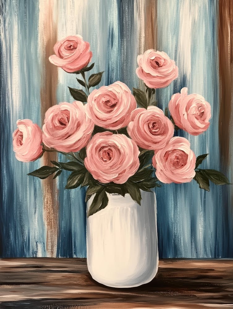 Pink Roses In A Vase 15