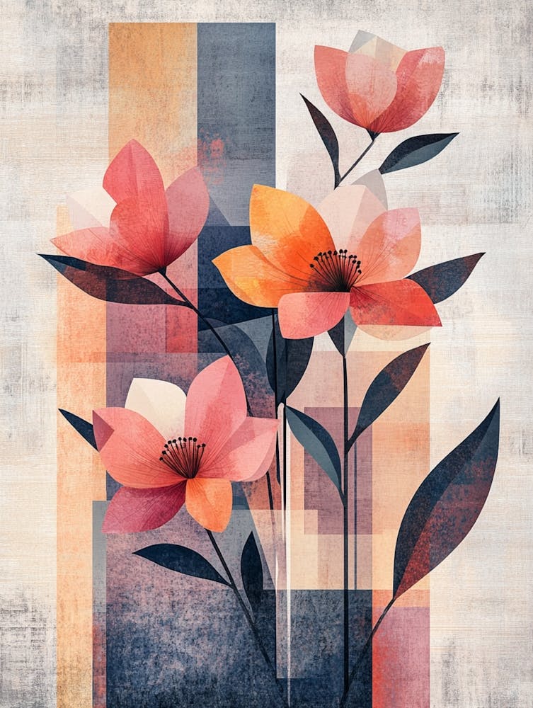 Abstract Flowers Canvas Print 1