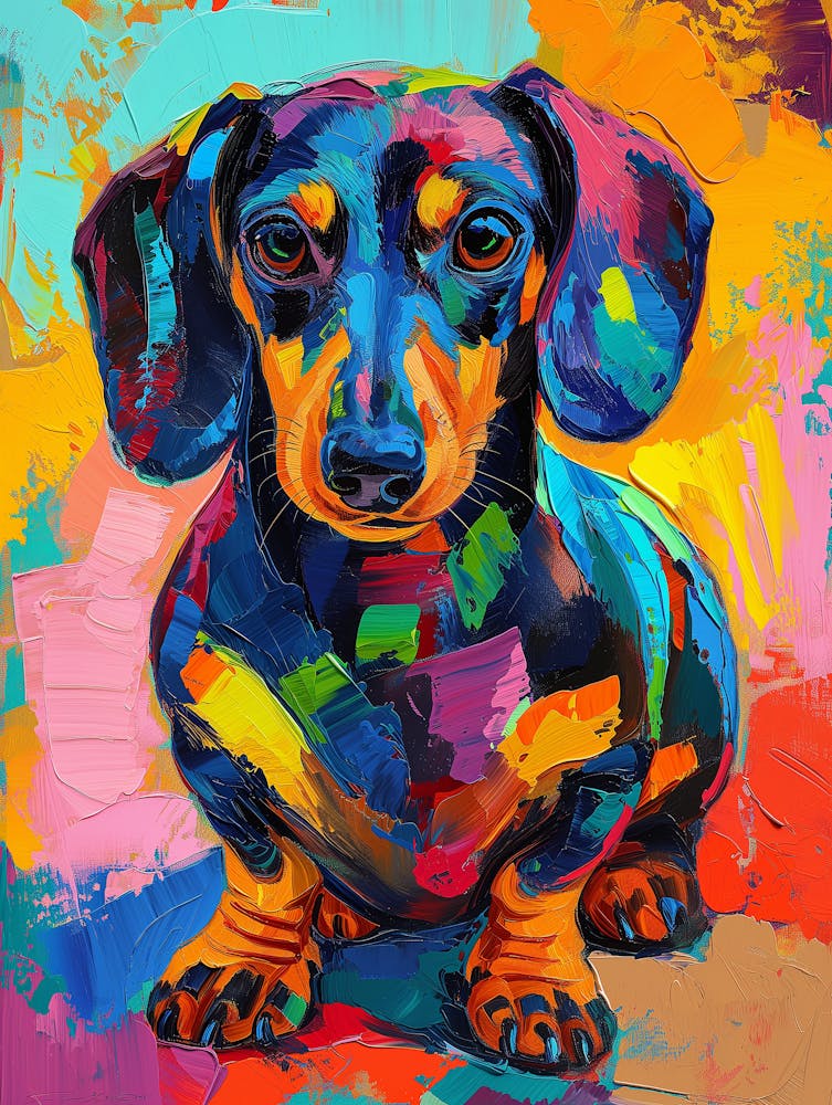 Dachshund dog colourful painting 1
