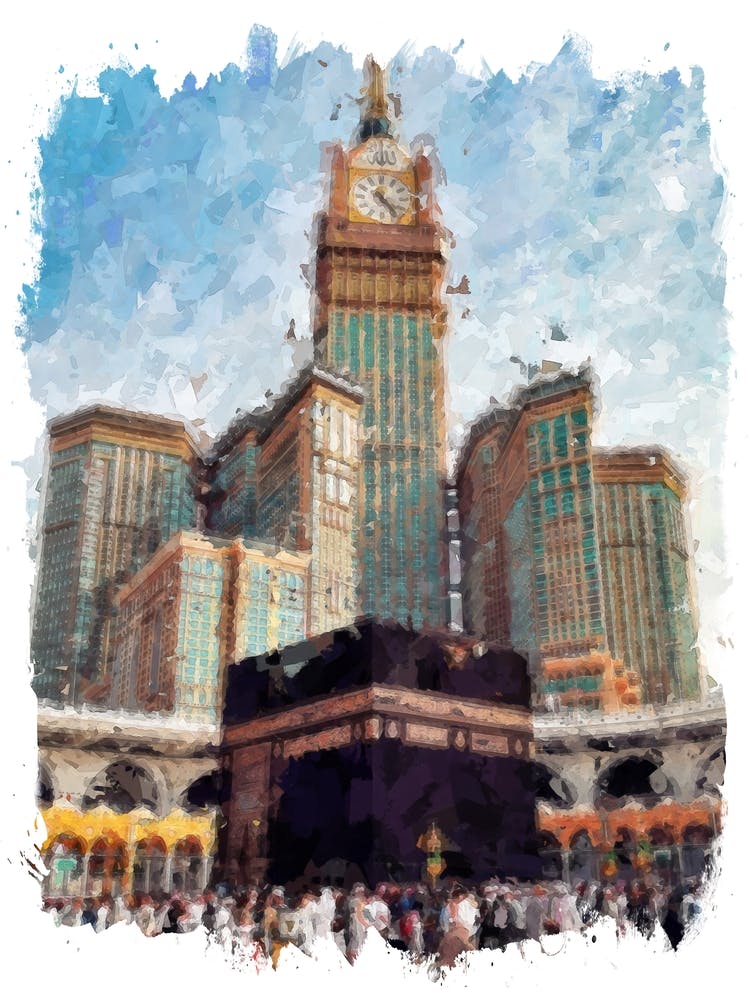 Masjid al-Haram Kaaba in Mecca in Impressionist Digital Painting