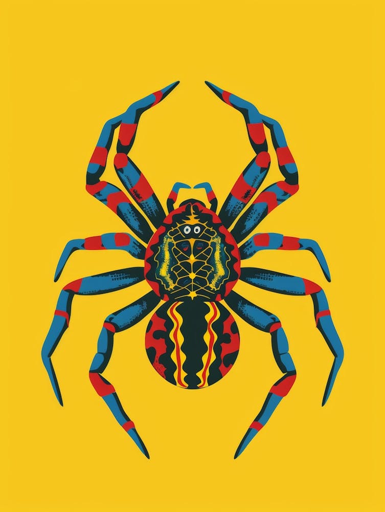 Spider On Yellow Background
