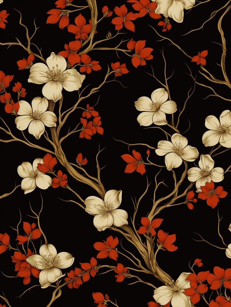 Winter Jasmine 3 William Morris Style Winter Florals
