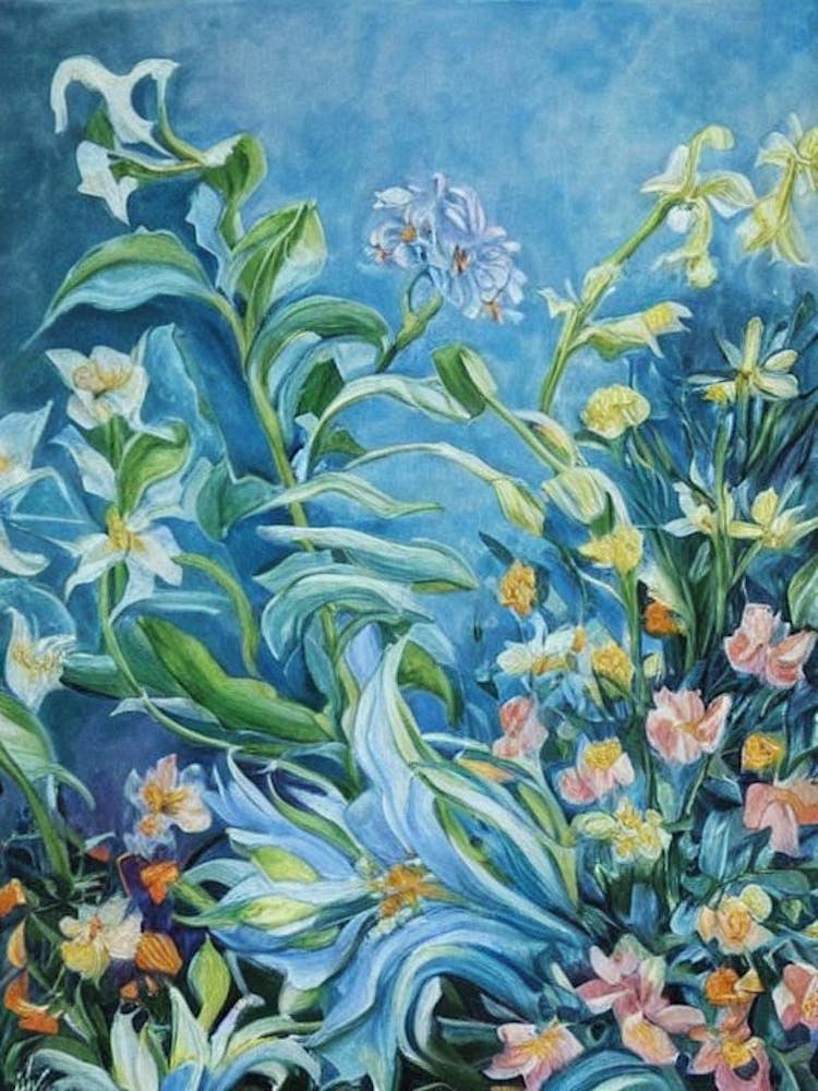 Angel'S Trumpet Floral Print Bright Painting Flower