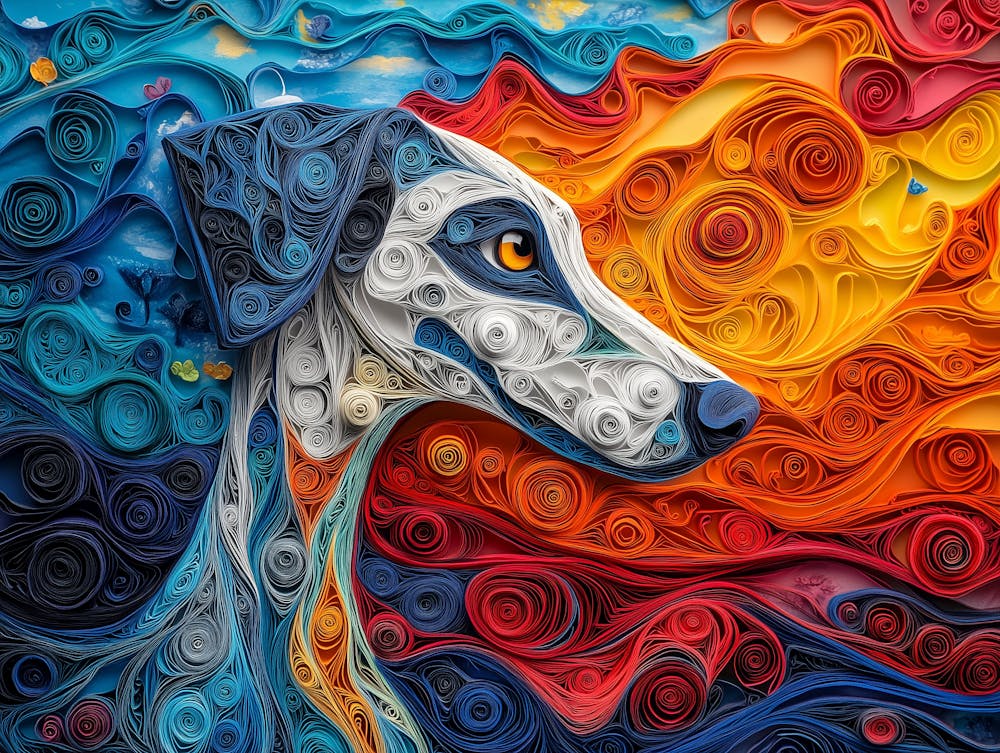 Greyhoun Paper Quilling Dog Portrait II