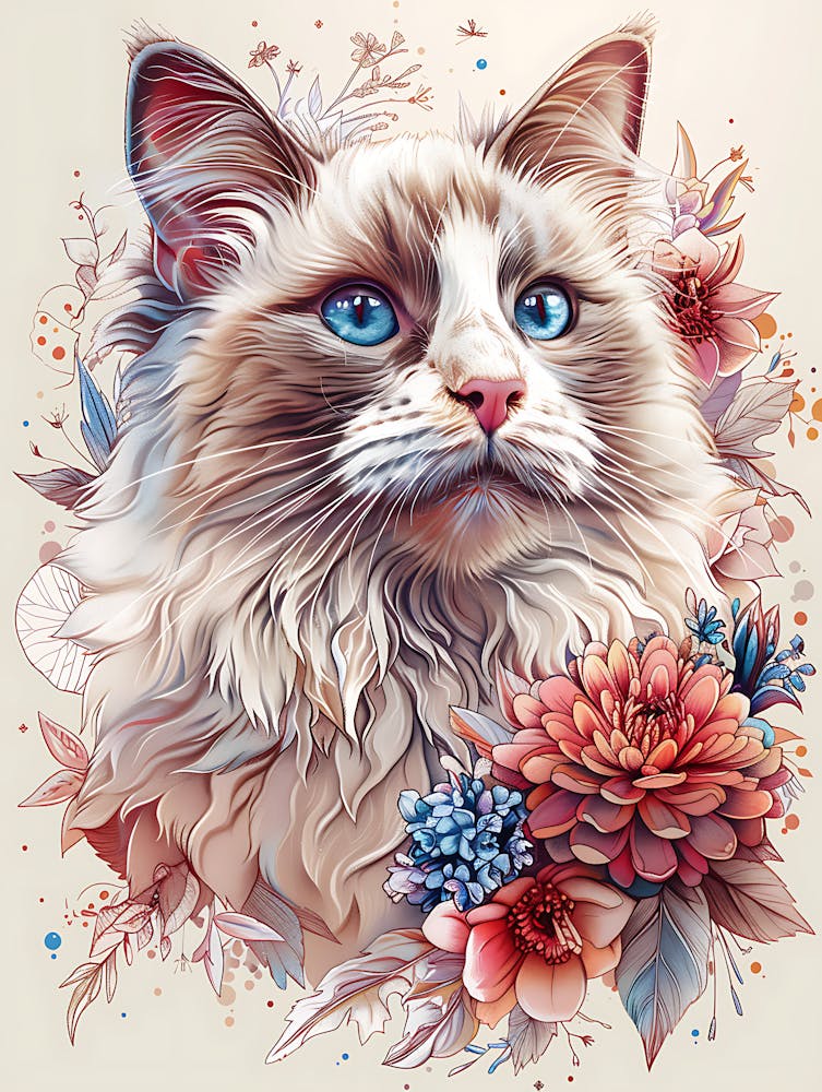 Cat With Flowers 4