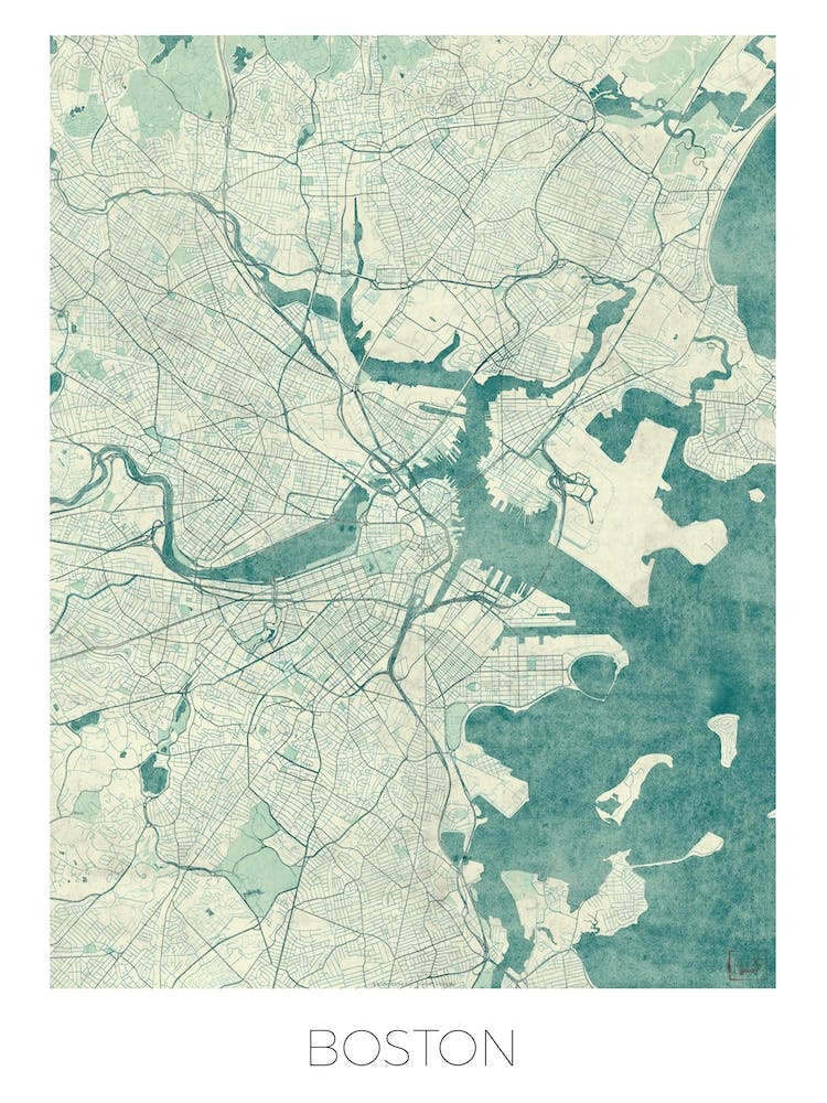 Boston Map Vintage in Blue