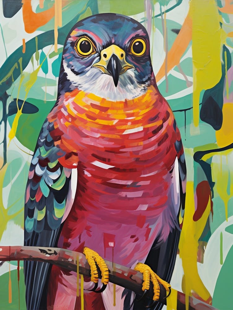 Colourful Bird Painting Eurasian Sparrowhawk 1