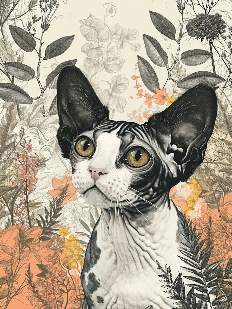Cornish Rex Cat Japanese Illustration 4