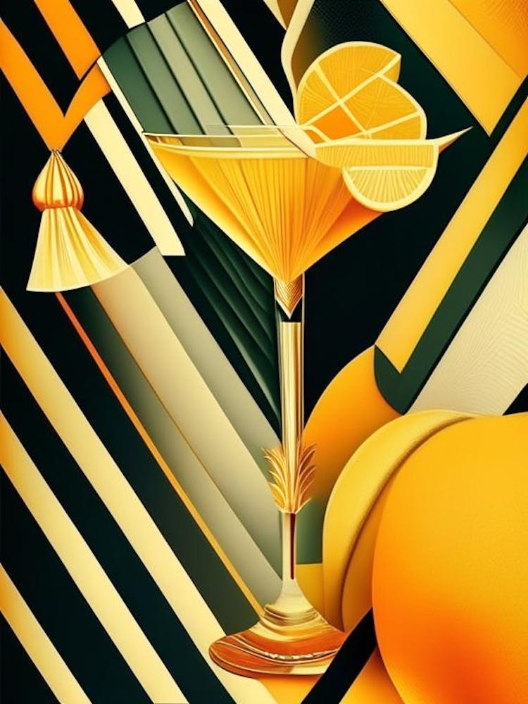 Mango Margarita Cocktail Poster Art Deco Cocktail Poster