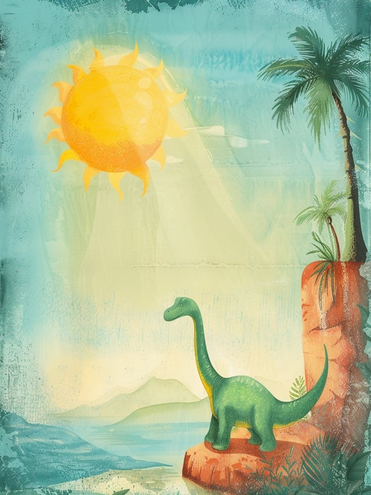 Cute Dinosaur Under The Sun Storybook Style