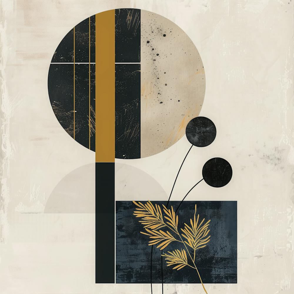 Golden Botanical Geometry: Abstract Fusion of Nature and Lines