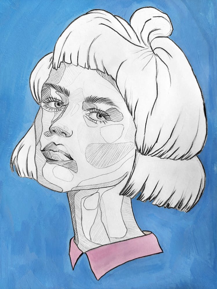 Girl on a blue background