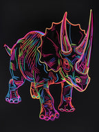 Neon Triceratops Line Illustration 2