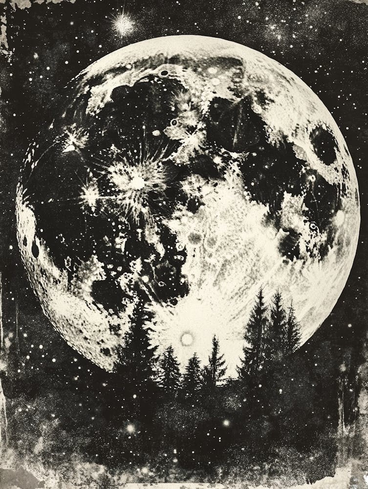Moon In The Night Sky Art