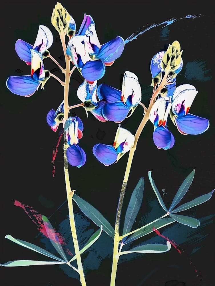 Neonblumen auf schwarzer Lupine 6