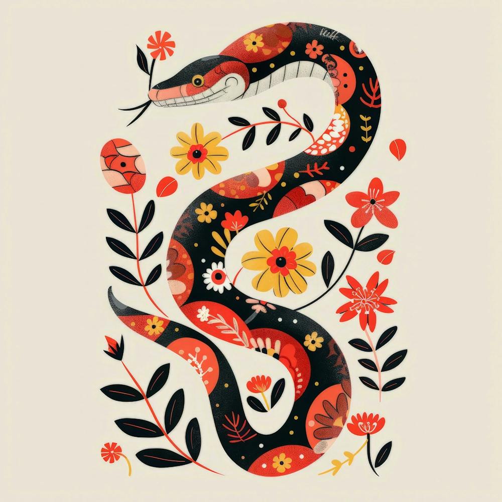 Snake With Flowers