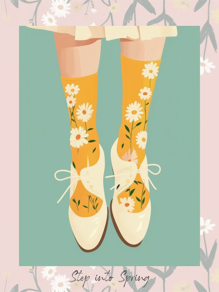 Step Into Spring Woman Step Into Spring White Shoes With Flowers 2