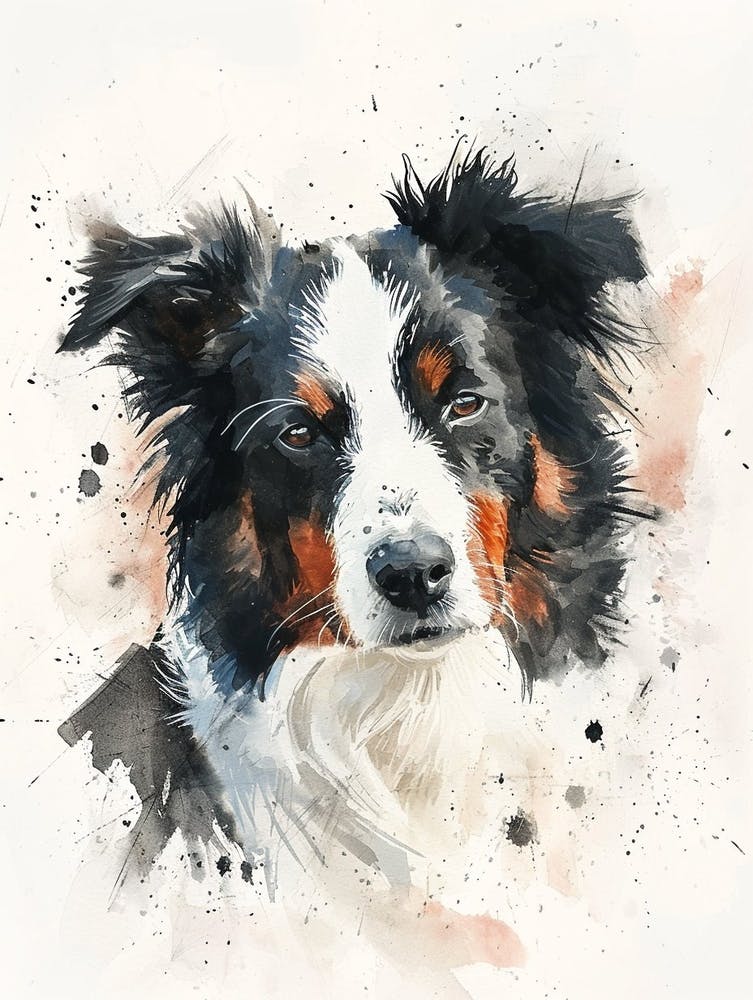 Border Collie Watercolor Painting 1