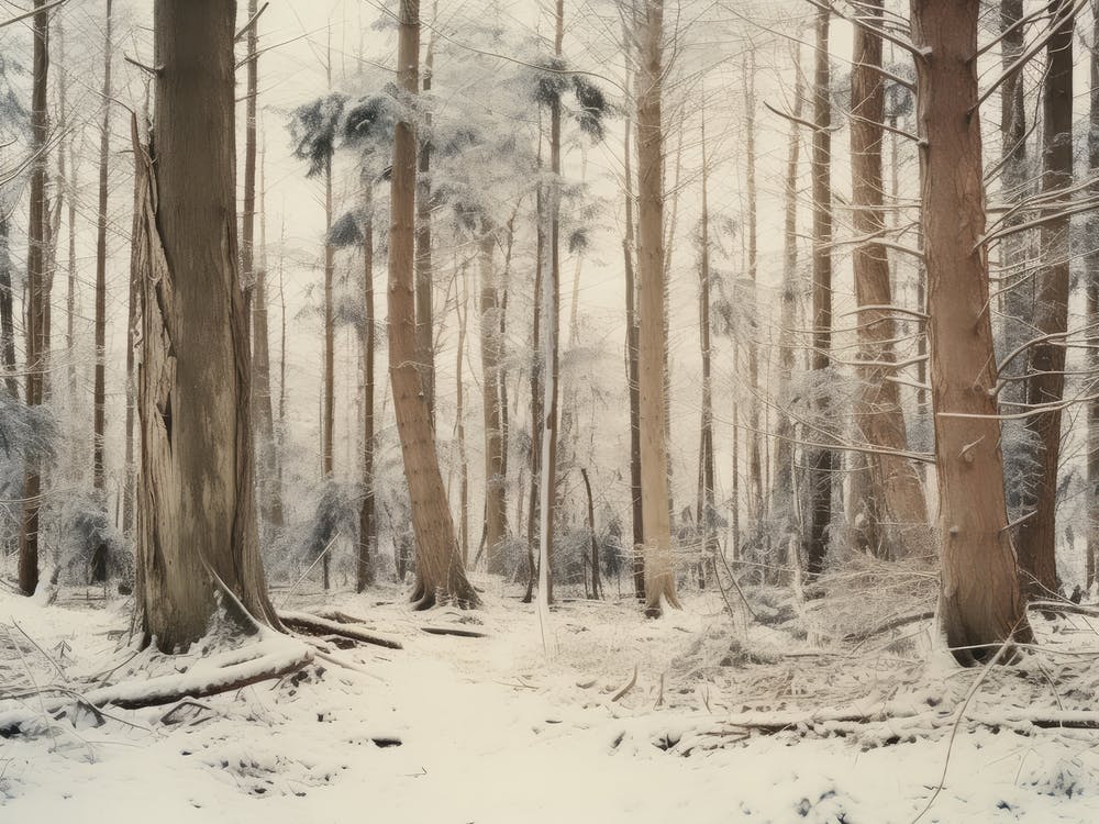 Vintage Rustic Winter Forest