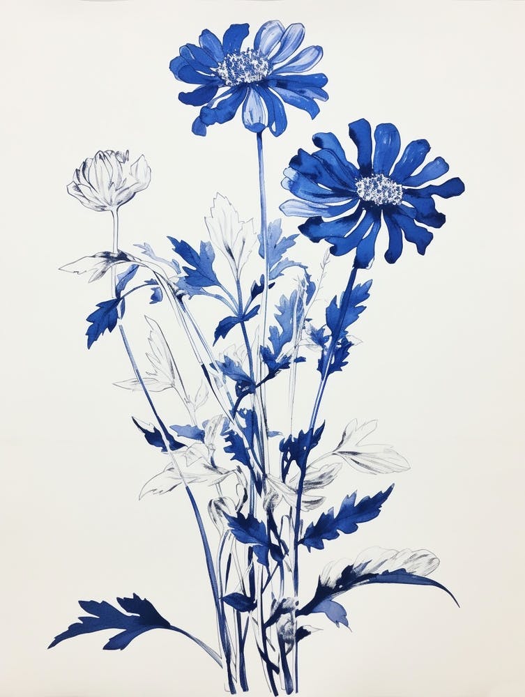 Blue Botanical Asters 4