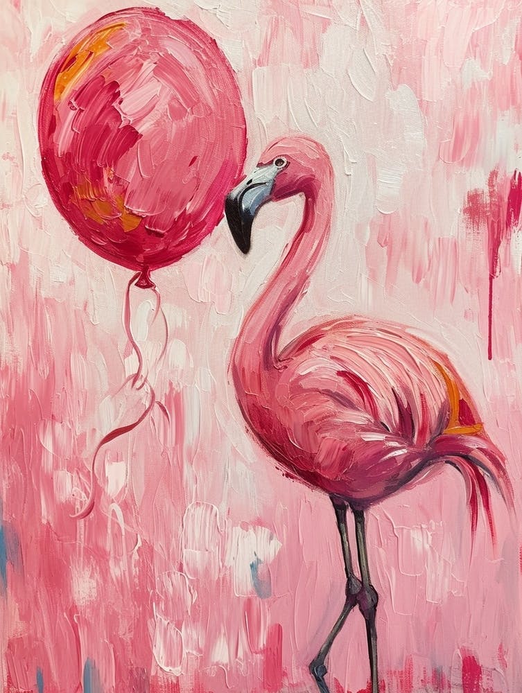 Cute Flamingo 1 With Balloon