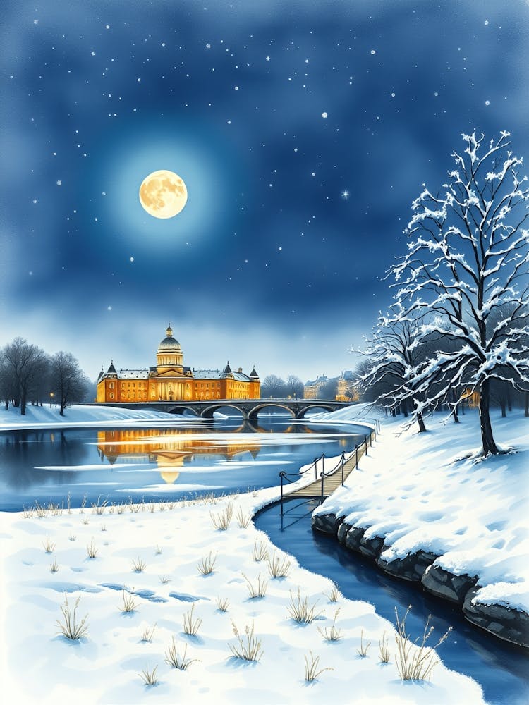 Winter Night In Sweden