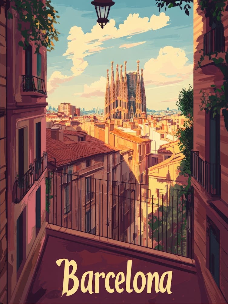 Aihrgdesign A Retro Travel Poster For Barcelona Featuring The 29071277 1a5d 4b43 A83e 548852d0cfdb 3