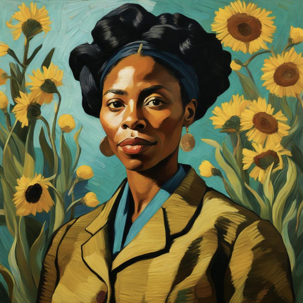 African Teacher in Van Gogh style