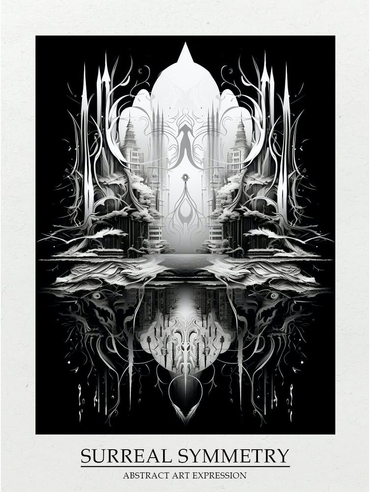 Surreal Symmetry Abstract Black And White 3 Poster
