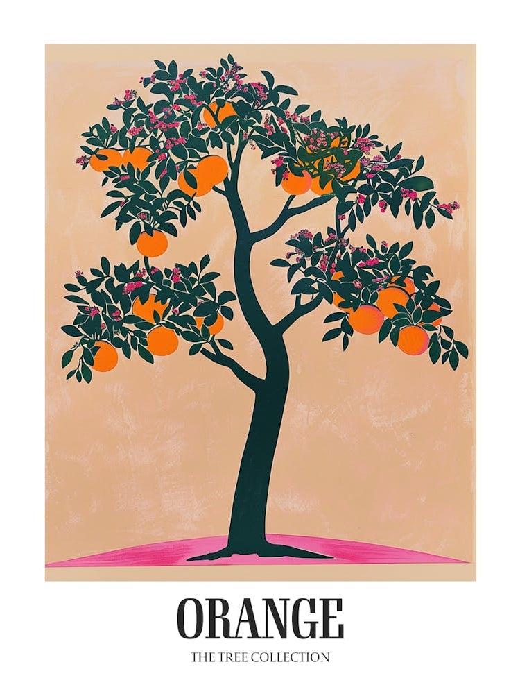 Orange Tree Colourful Illustration 2 Poster