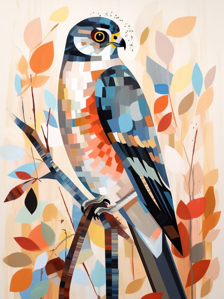 Bird Painting Collage Eurasian Sparrow 3