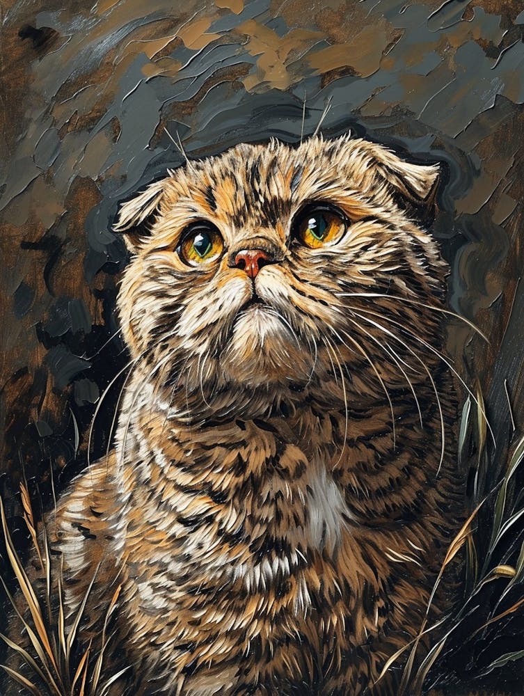 Scottish Fold Cat Relief Illustration 4