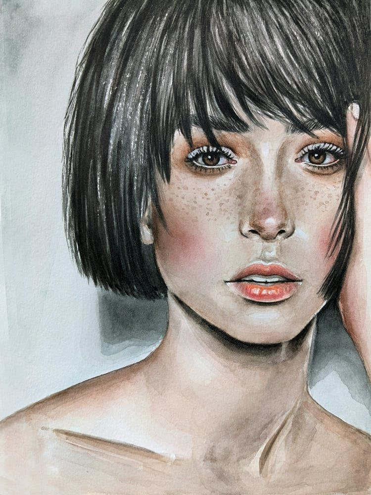 Watercolor portrait of a woman