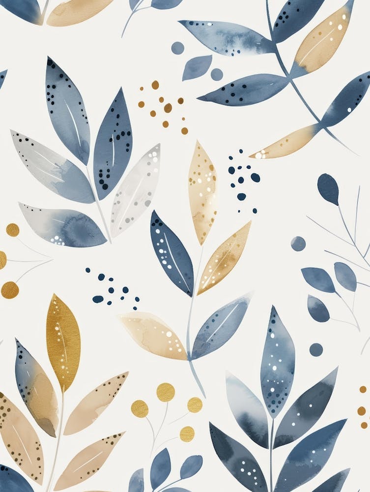 Blue And Gold Leaves 8