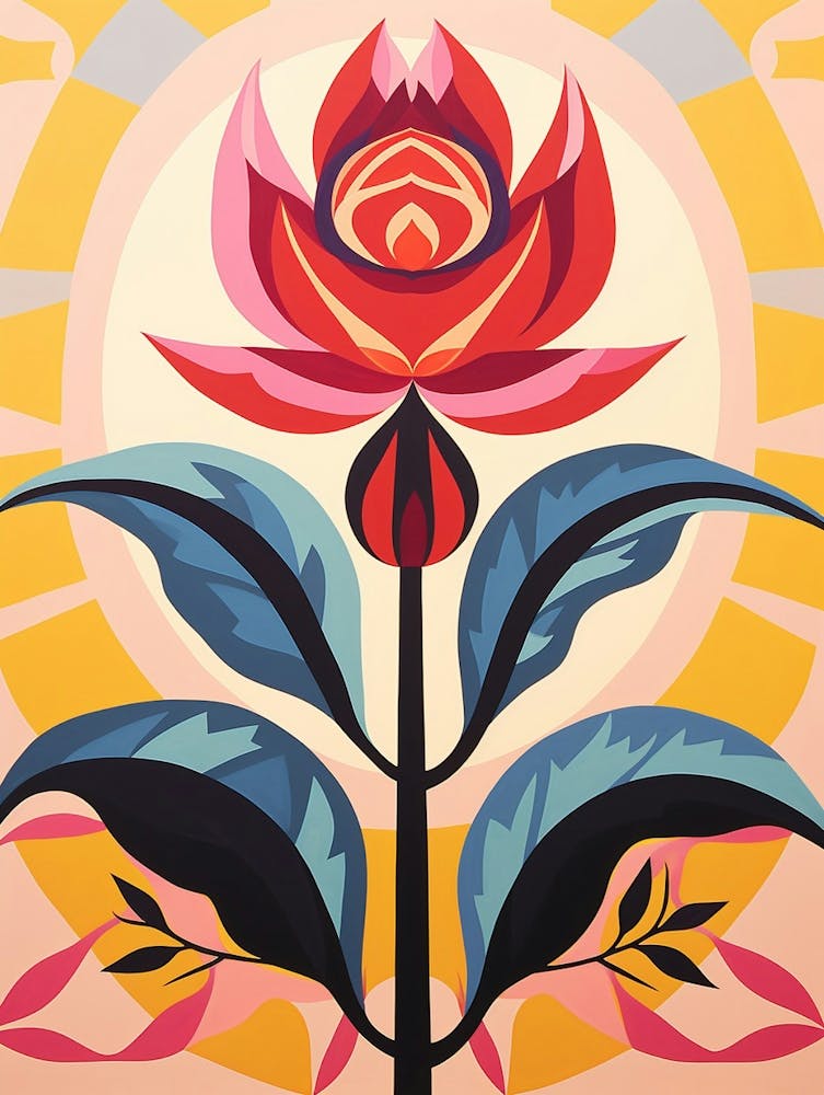 Peinture Motif Floral Rose 2