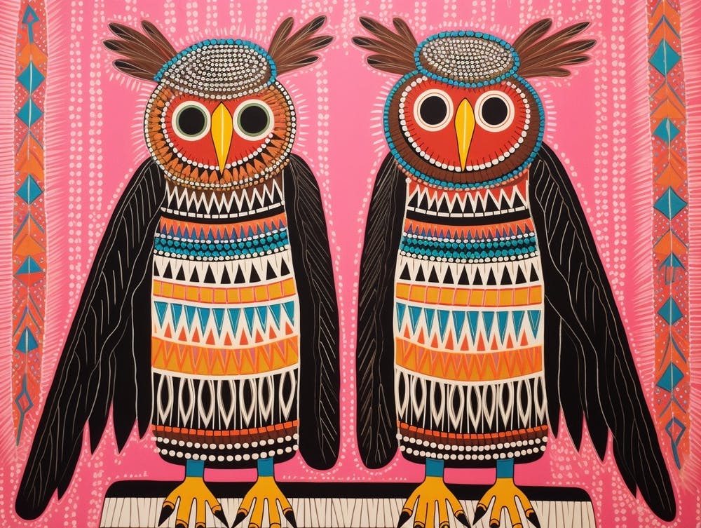 Gekrönter Adler 4 Illustration im Folk-Stil mit Tieren