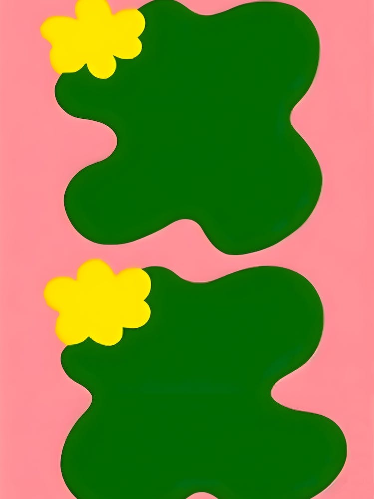 Abstract Green and Pink Flowers 2