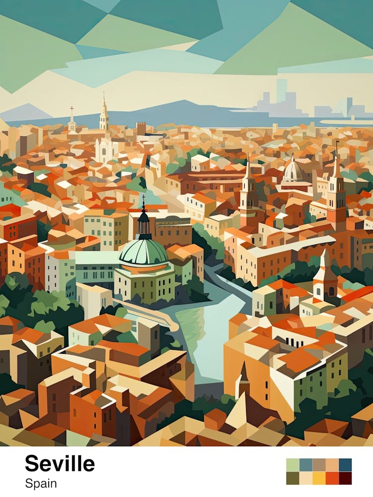 Seville, Spain, Geometric Illustration 2 Poster