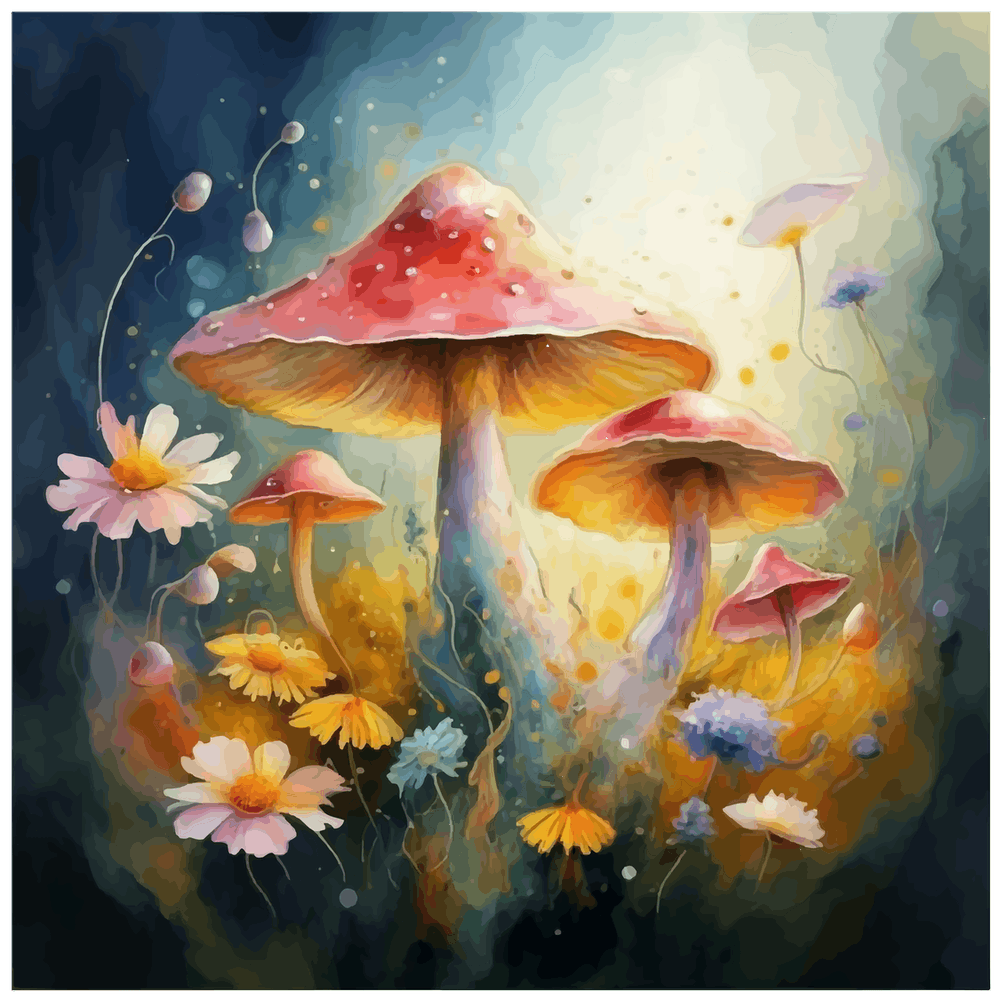 Mushrooms And Flowers Ethereal Watercolor Techniques