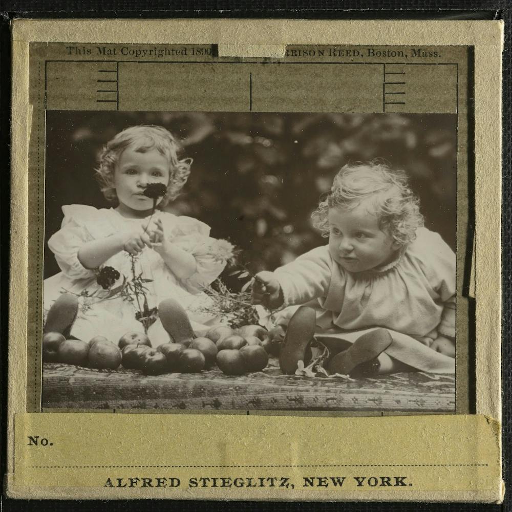 Nieces – Flora holding flower, and Hedwig (ca. 1896), Alfred Stieglitz