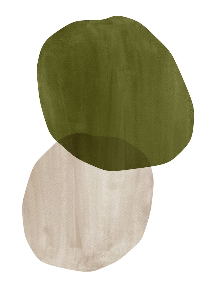 Olive Green watercolor stones