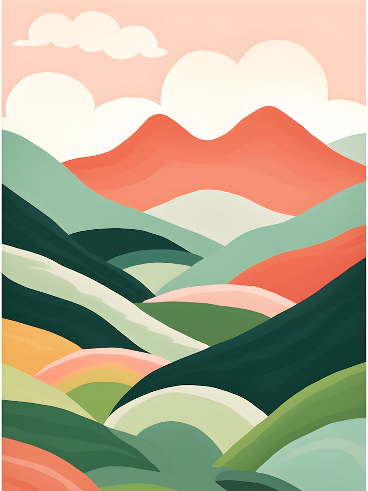 Minimalist Mountain Landscape Wall Art – Modern Nature Print, Earthy Pastel Decor